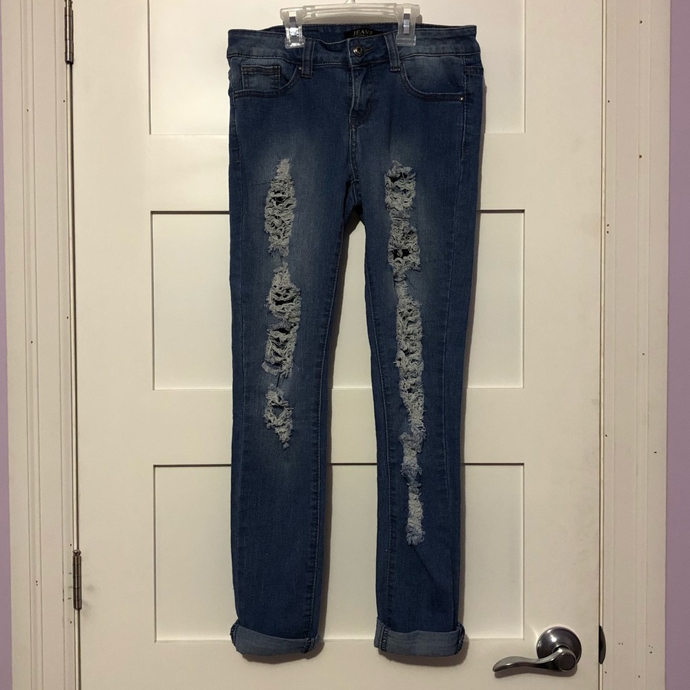Medium wash ripped jeans